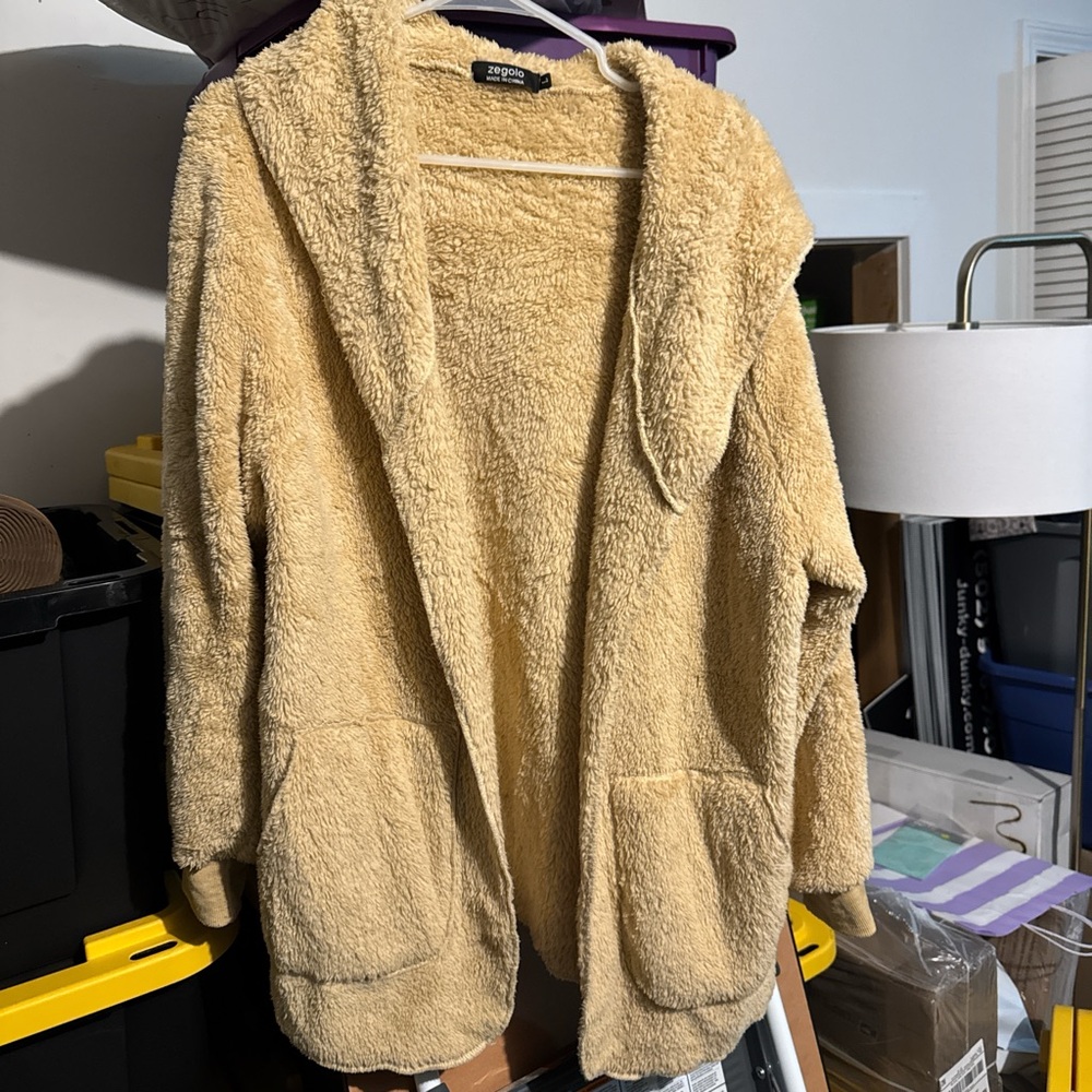 Cozy Tan Hooded Cardigan